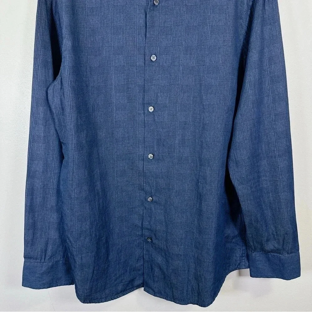 Banana Republic Plaid Denim Chambray Slim Fit Button Shirt